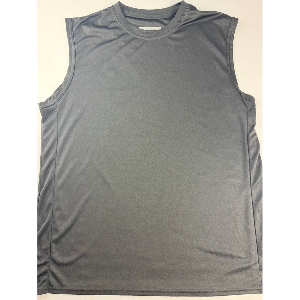Athletic Works Mens Sleeveless Performance Tee Black Crew Neck Tank Top Large L
